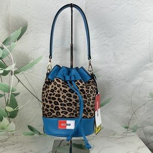BruceGlen Leopard Bucket Bag Electric Sky Blue